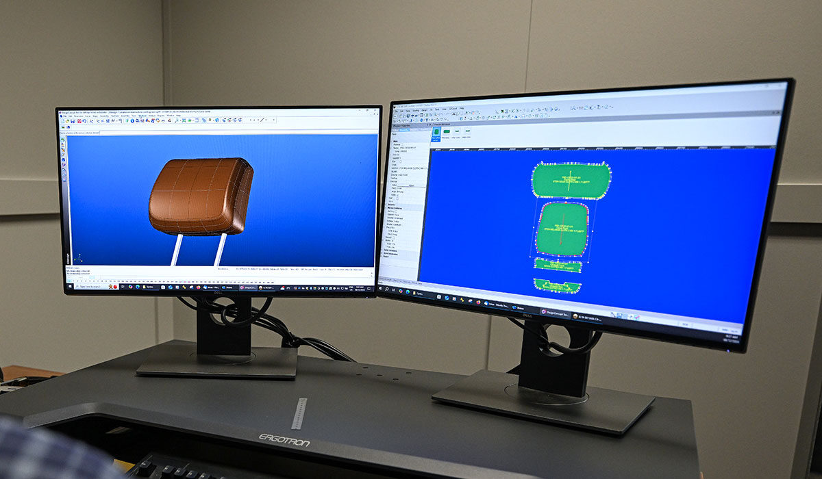 2 computer monitors with headrest