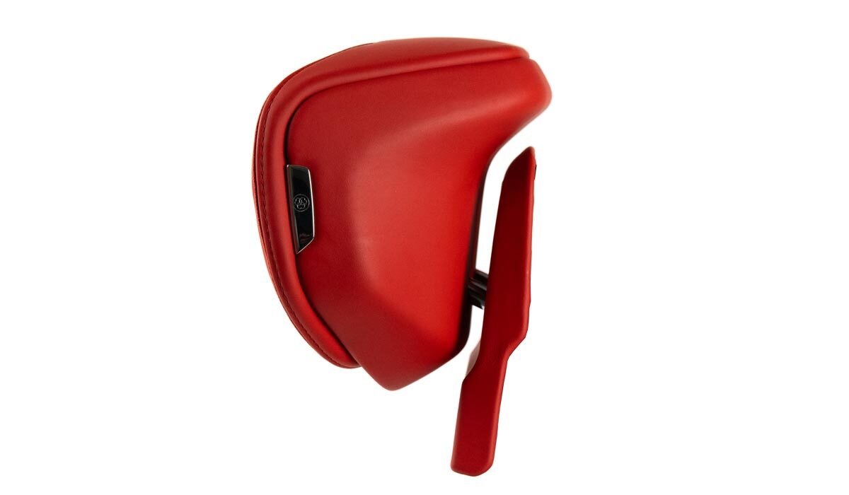 leather wrapping red headrest