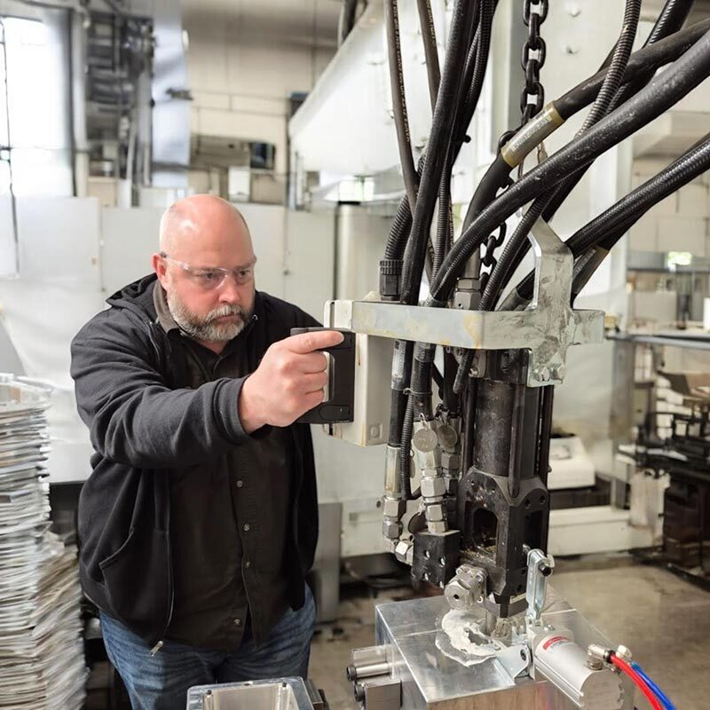 Employee working on pour in place
