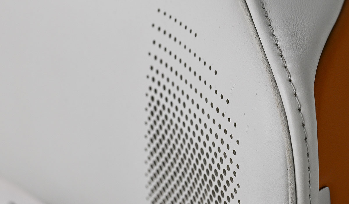 close-up speaker in headrest
